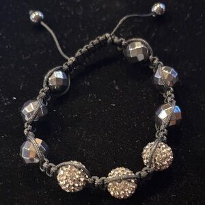 Elegant Silver Adjustable Beaded Bracelet